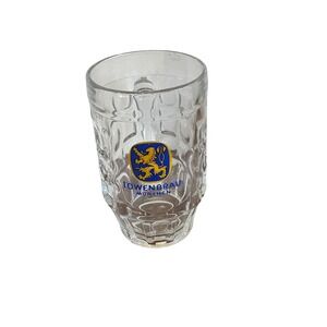 Lowenbrau Munchen Beer Stein 0.5L Dimpled Glass Mug German Barware Lion Logo